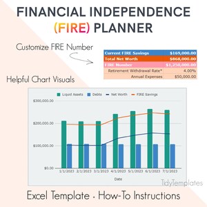 FIRE Financial Independence Retire Early Planner - Excel Digital Spreadsheet