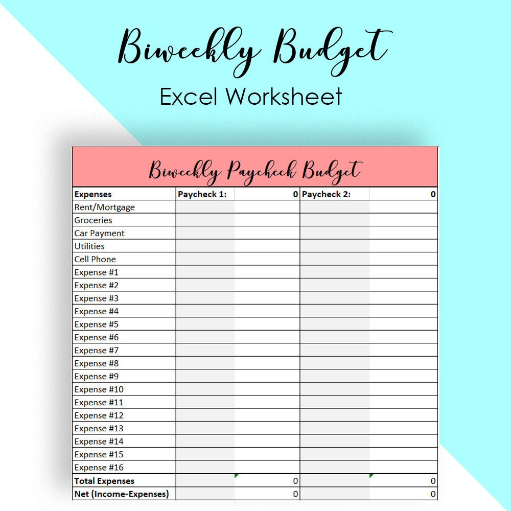 Biweekly Budget Template Weekly Budget Template Expense Tracker EXCEL