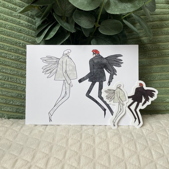 Good Omens Aziraphale and Crowley A6 Print & Stickers Bundle