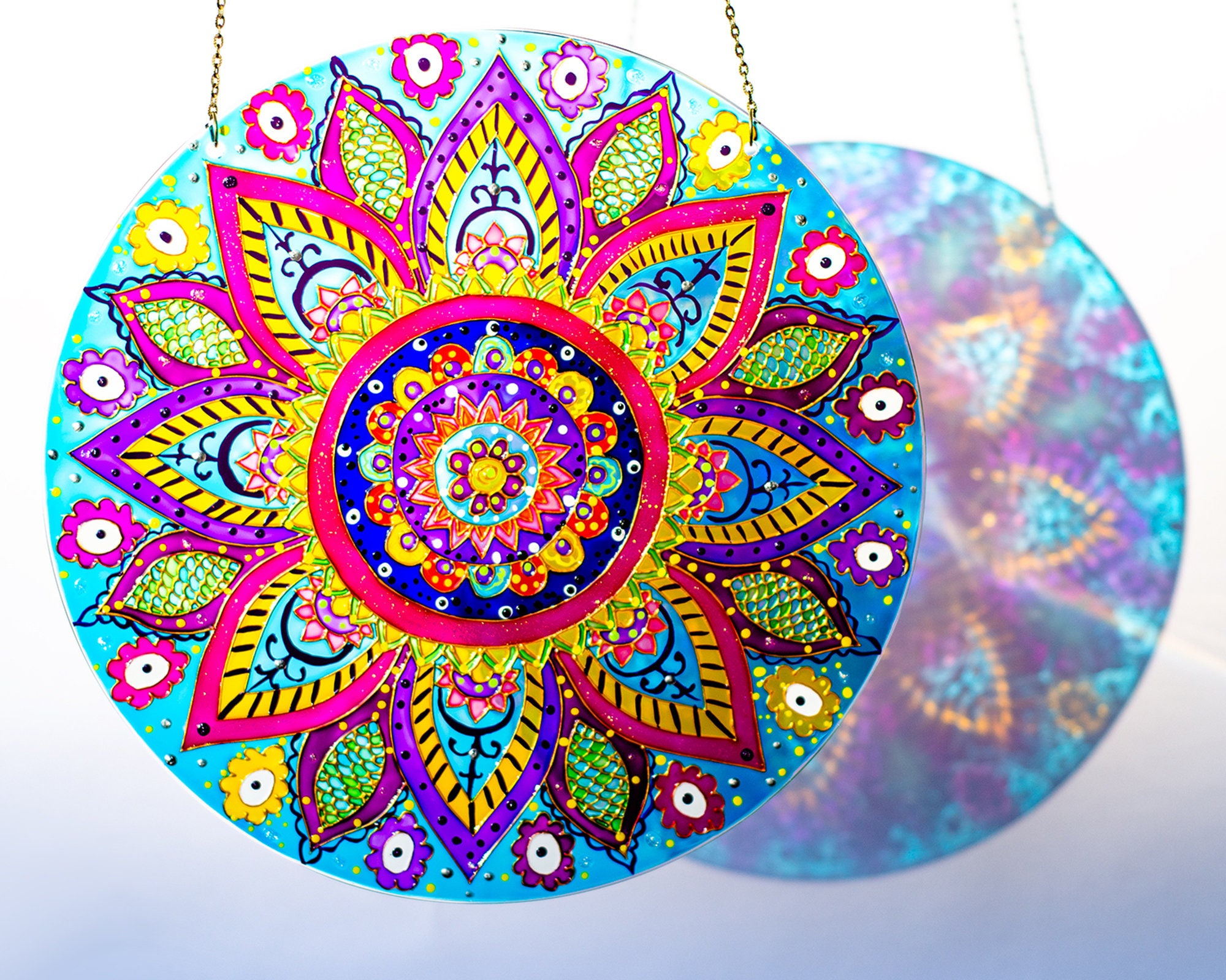 Mandala Stained Glass Hanging Colorful Suncatcher for Window | Etsy