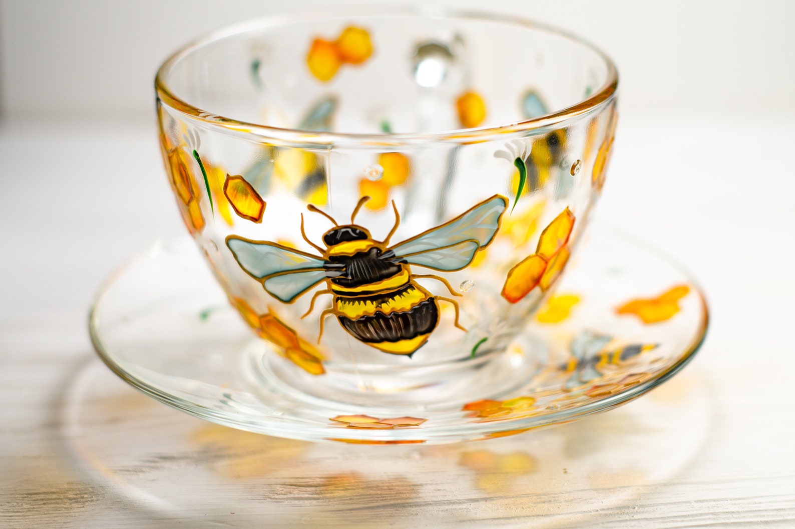 Bee Tea Cup and Saucer Personalized Mother's Day Gift Tea Etsy