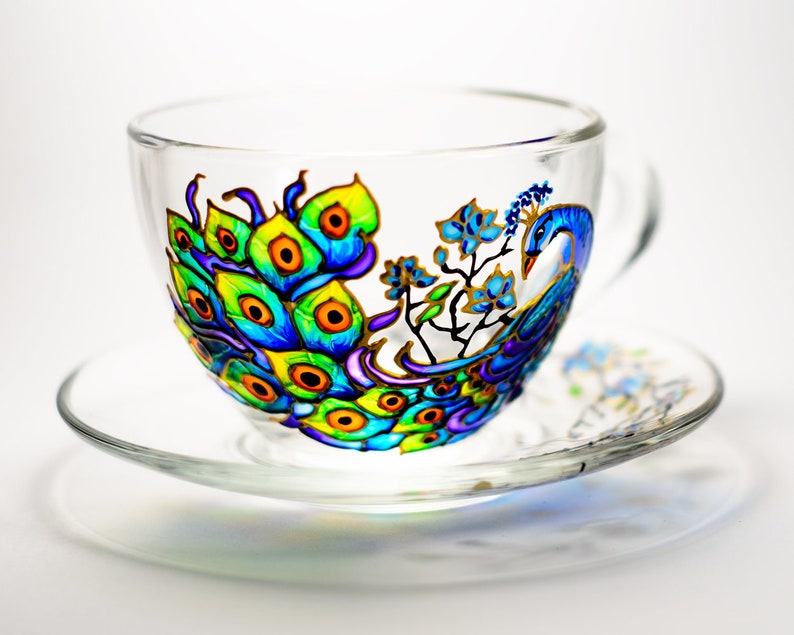 Peacock Tea Cup and Saucer Mother's Day Gift Tea Set Etsy
