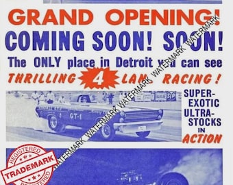 Detroit Dragway® Grand Opening Coming Soon 11 x 17 Poster