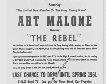 Detroit Dragway® Closing Meet Art Malone Poster