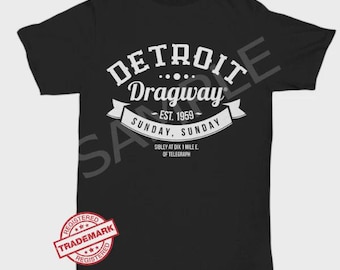 Detroit Dragway® Sunday, Sunday T-Shirt Black Short Sleeve Image On Front