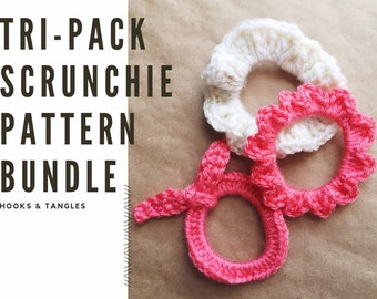 CROCHET PATTERN BUNDLE, Tri-Pack Scrunchie Patterns