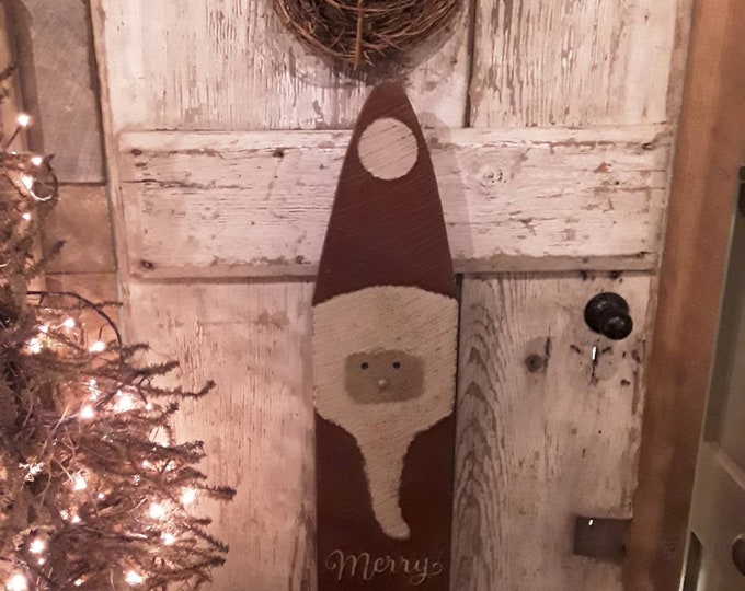 PrimitiveCountryFarmhouseMerry Christmas 1811 Santa Front Door Hanger