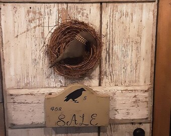 CAW CAW Sign Plaque Black CROW Decor Collector Primitive Rustic Country Wooden CAW CAW Sign Plaque Black CROW Decor Collector Primitive Rustic Country Wooden