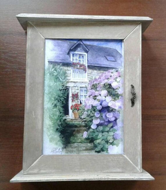 Key Cabinet Cupboard Wooden Box Decoupage Wall Decor Image 0