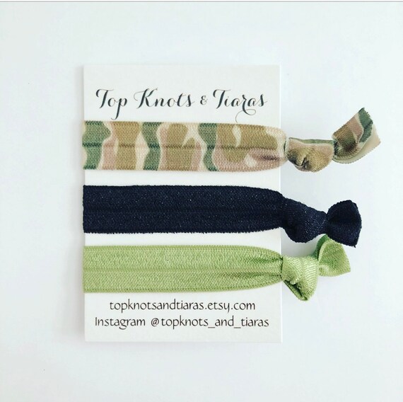 Camo Hair Ties Camo Elastic Hunting Hair Ties Set Of 3 Etsy