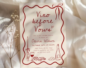 Vino Before Vows Bridal Shower Invitation: Wine Tasting, Hand Drawn | DC266