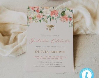 Medical School Graduation Party Invitation , MD, PA, Announcement,  Dr of Medicine | DC028