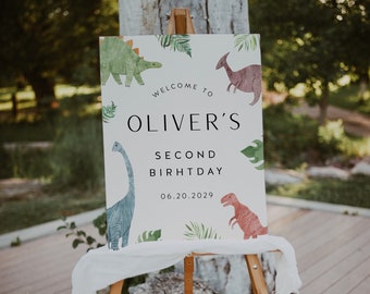 Dinosaur Sign 18x24, Any Event, Kids Birthday Welcome Sign, 1st Birthday, Wild one, Boys | DC241