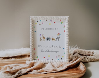 Wild One Birthday Sign Template: Party Animals, 8x10 Custom Event (Digital Download) | DC205