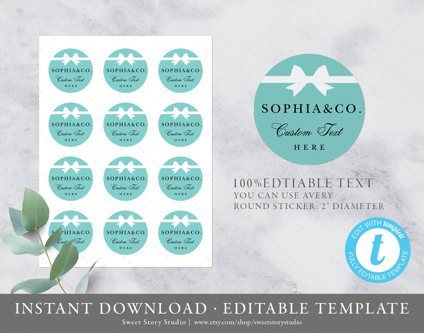 Round Sticker Labels Example Round Label Sticker Template | Printable Digital File | Baby and Co ...