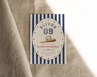 Baseball Birthday Invitation: Rookie of the Year, Any Age (DIY Template 5x7 inches) | DC334