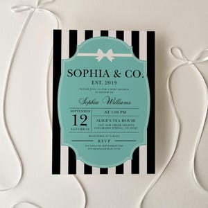 Baby and Co. Baby Shower Invitation Template , Robin Egg Blue, Baby & Co Breakfast at Tiffanys | DC037