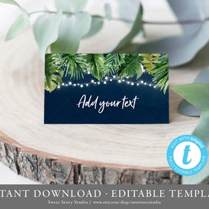 Tropical Place Card, Food Tent, Summer, Tropical, Hawaiian, Pool | DC053