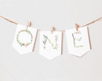 Wild Flower Birthday First Birthday High Chair Banner, ONE, Wild One, Garden Birthday, Wildflower, 1st Birthday | DC234