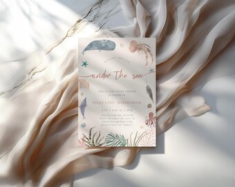 Under the Sea Baby Shower Invitation, Ocean Baby Shower, Oh Boy, Beach Baby Shower, Ocean, Sea | DC206