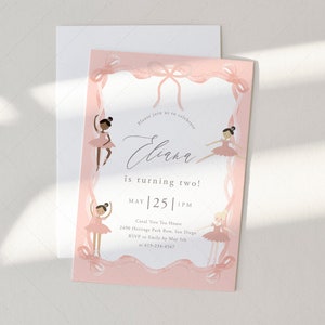 Ballerina Birthday Invitation Template, Girl's Ballerina Birthday, Ballet Dancer Birthday, Tutu DC307 image 2