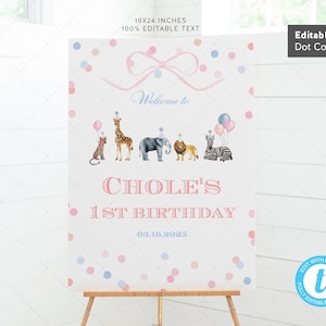 18x24  Sign Template, For Any Events, Party Animals Birthday, Wild One Animals | DC205