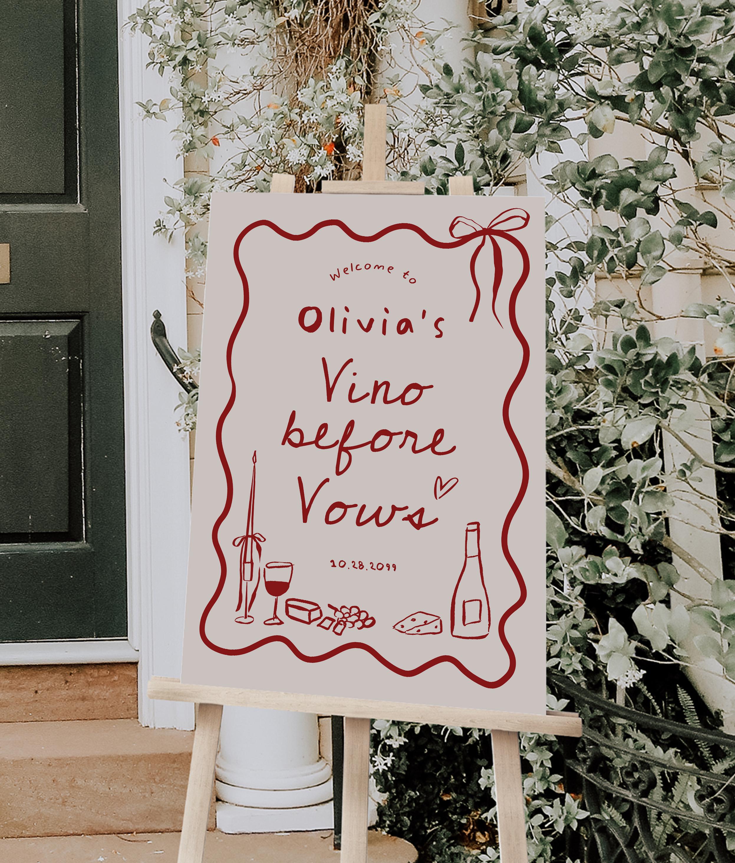 Vino Before Vows Bridal Shower Sign 24x36 Inches: Wine Tasting, Hand ...