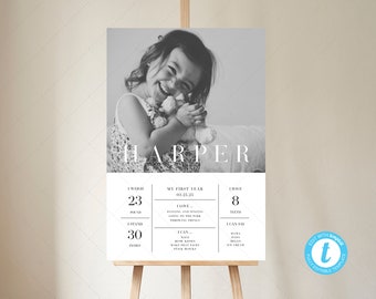 20x30  One Year Sign Template, Modern Minimalist, Simple | DC192