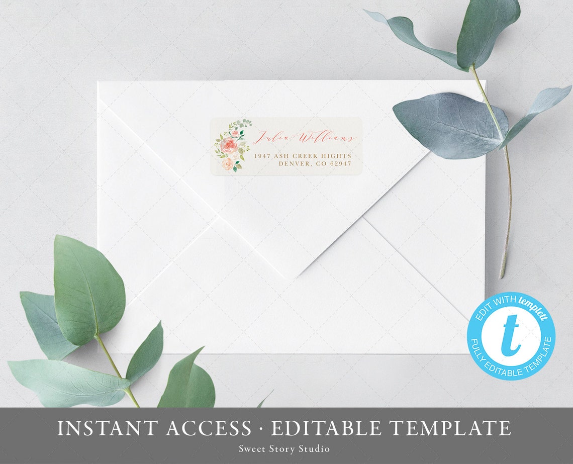 1 x 2-5/8 Return Address Label Template Fully | Etsy