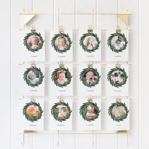Winter Onderland First Birthday Photo Banner, Baby&#39;s First Year Photos, Woodland, Deer, Christmas | DC228
