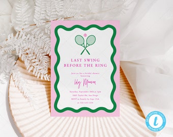 Last Swing Bridal Shower Invitation, Tennis Bachelorette Weekend, Country Club Bachelorette Party, Cocktails & Country Clubs | DC264