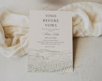 Winery Bridal Shower Invitation Vino before Vows: Fall Bridal Shower (Editable Template) | DC349