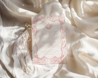 Chinoiserie Bridal Tea Party Invitation: Toile De Jouy (Editable Template) | DC257