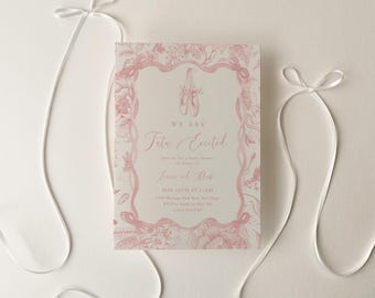 Tutu Cute Ballet Baby Shower Invitation, Classic Ballerina, Dance and Twirl Invite, Toile | DC331