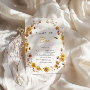 Bee Baby Shower Invitation, Mommy to Bee, Mama to Bee, Honey Bee, Sunflower | DC295