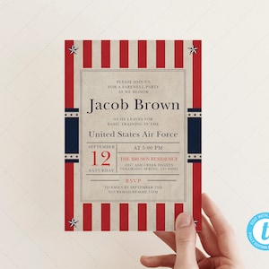 Military Going Away Party Invitation, Retirement, Deployment, Commissioning, Patriotic  | DC063