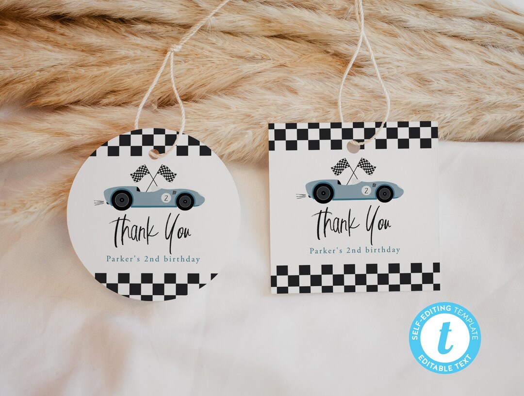Race Car Tag Hang Tags Thank You Gift Tags Sticker Etsy