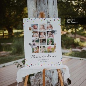 18x24 One Year Photo Sign Template, Party Animals First Birthday, Wild One Animals | DC205