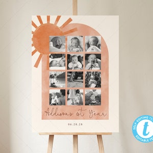 18x24 One Year Photo Sign Template, Space First Birthday, Trip Around the Sun | DC224