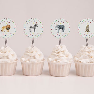 Party Animals Birthday Cupcake Topper | Printable Digital File | Party Circle, Wild One Animals, Zoo, Safari | DC205