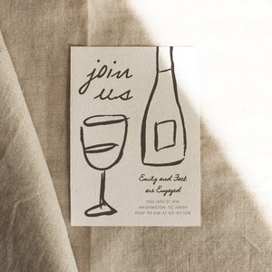 Invitation à une fête pour tout événement, vin, fête de fiançailles, rejoignez-nous, invitation à un dîner, cocktail | DC266