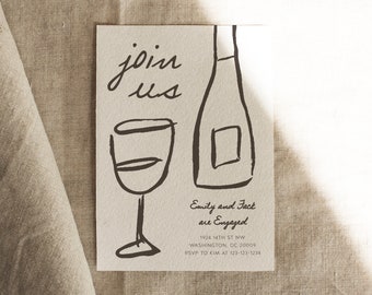 Party Invitation for Any Event, Wine, Engagement Party, Join Us, Dinner Invite, Cocktail Party | DC266