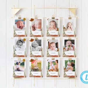Rodeo First Birthday Photo Banner, Baby's First Year Photos, Cowboy, Wild West, Western Ranch, Country, First Birthday | DC237