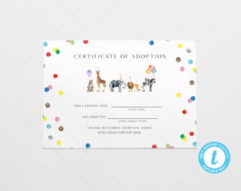 Pet Adoption Certificate 5x7, Puppy Certificate of Adoption, Puppy Birthday | DC205