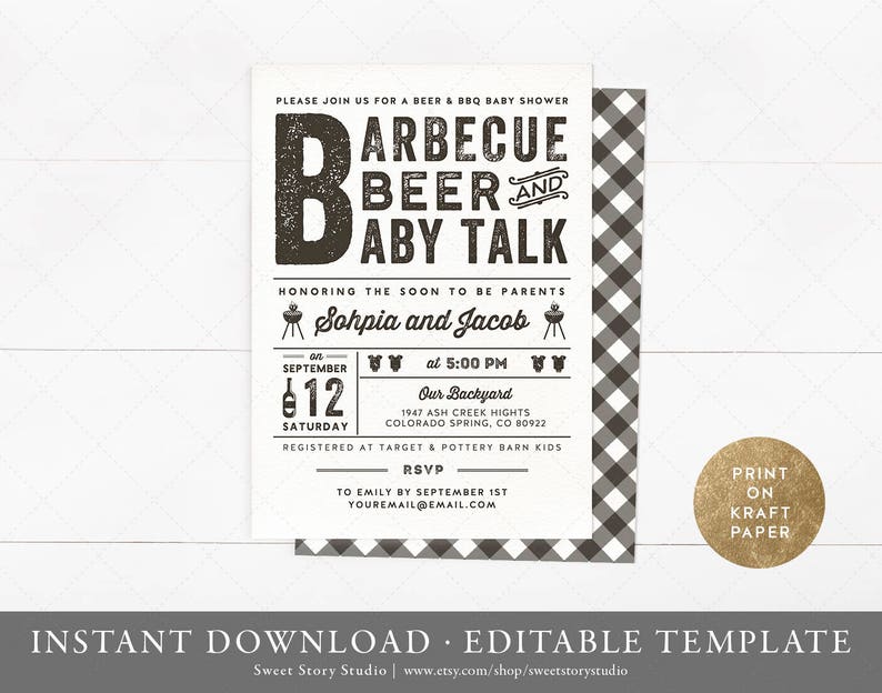 Bbq Beer Baby Talk Barbecue Baby Shower Invitation Card Etsy Bbq Beer Baby Talk Barbecue Baby Shower Invitation Card Etsy