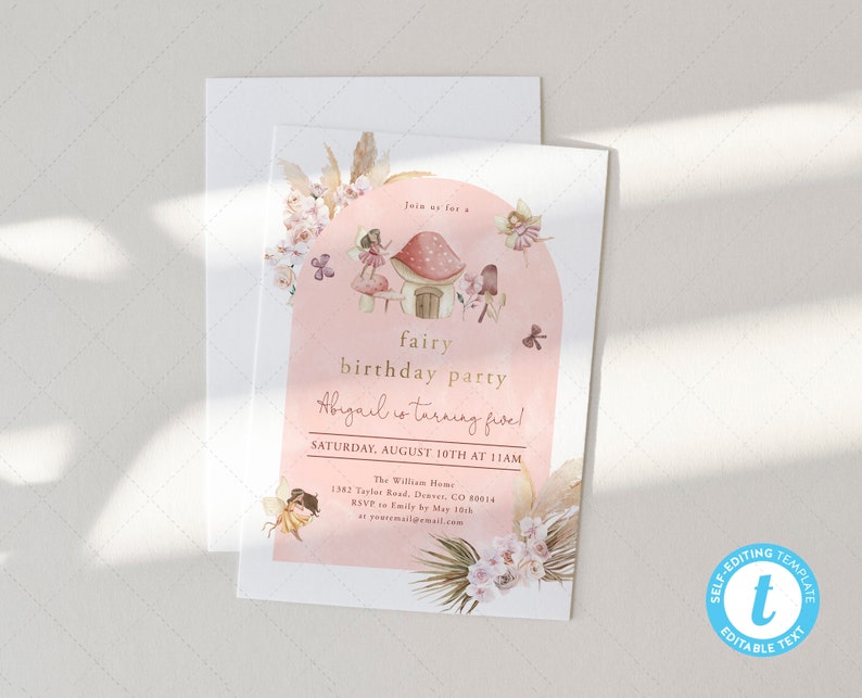 Fairy Birthday Party Invitation for Any Age Magical Fairytale Birthday Party Forest DC229