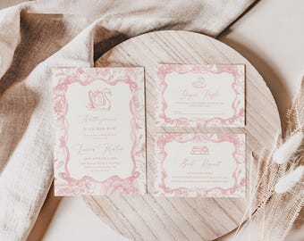 Swan Princess Baby Shower Invitation Bundle (Digital Download) | DC311