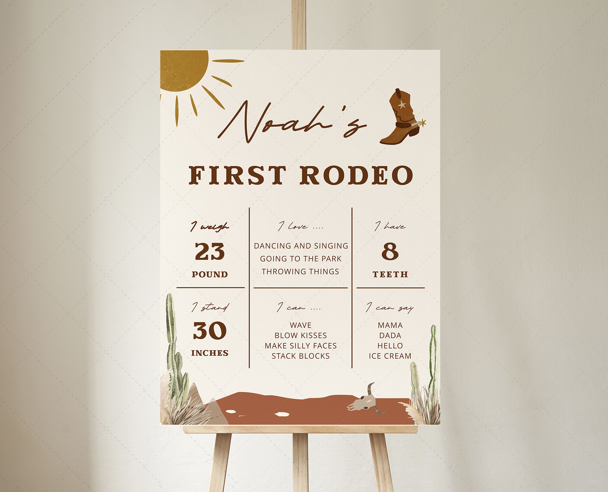 First Year Rodeo Frame 18x24 One Year Sign Template, Rodeo First Birthday, Cowboy, Wild West ...
