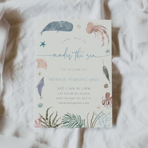 Under the Sea Birthday Invitation, Any Age, Ocean Birthday, First Birthday, Beach Birthday, Ocean, Sea | DC206