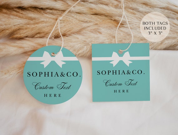3x3 Baby and Co. Tag, Teal, Ribbon, Baby & Co Breakfast at Tiffanys, Hang Tags, Gift Tags, Favor, Thank You Tag, Label | DC037